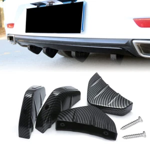 4x Carbon Fiber Rear Bumper Lip Diffuser Shark Fin Car Splitter Accessories Set - Picture 1 of 12