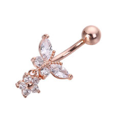 Butterfly Zircon Surgical Steel Navel Piercing Belly Button Rings Body Jewelry