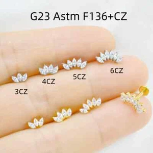 10 pezzi G23 titanio F136 zirconi barra labbro elica orecchio tragus rook perno piercing - Foto 1 di 10