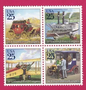 1989 POSTAL CONGRESS STAMP 20TH UNIVERSAL BLOCK MAIL TRANSPORT PLANE BOAT CAR - Picture 1 of 1