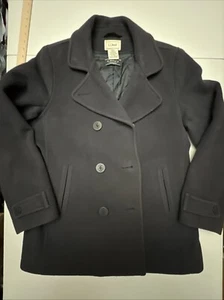 Bellandi for L.L. Bean pea coat women’s 100% Italian Wool Shell double Breasted - Picture 1 of 20