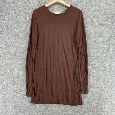 John Paul Richard T 恤女式 L 大号棕色长袖圆领人造丝纯色 — 第 1/4 张图片