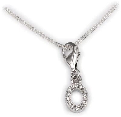 Ciondolo Charm Lettera Oppure Zirconia 9 MM Argento 925 Incl. Gourmette - Immagine 1 di 3
