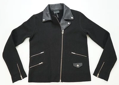 Rare THE KOOPLES SPORT Wool Leather Full Zip Jacket Streetwear Black SZ Medium M - Image 1 of 4