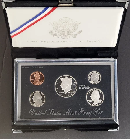 1998 US Premier Silver Proof Set, .6148 Ounces Ag, In Original Shipping Box/COA Cover