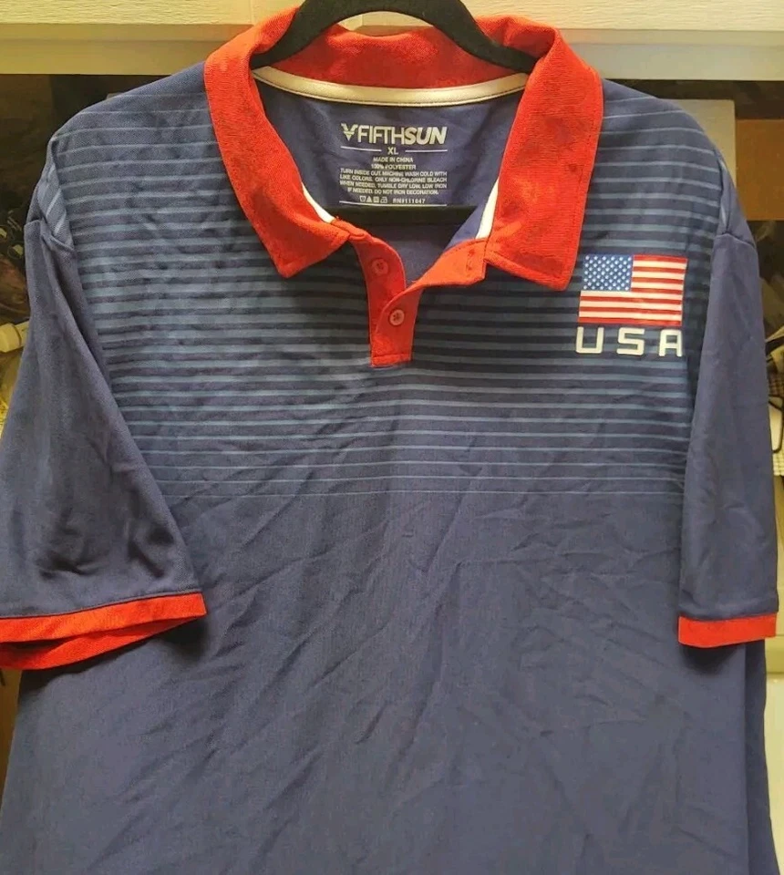 Polo Team USA Para Hombre Talla XL Azul Marino Rojo Manga Corta Patriótico Golf  Foto 1 de 4