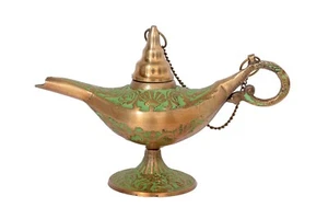 Aladdin Genie Chirag Vintage Style Handcrafted Brass Aladin Oil Lamp Home 5 inch - Picture 1 of 5