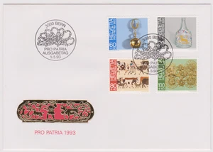 BELLE LETTRE AVEC DORURE FDC 1ER JOUR SUISSE PRO PATRIA 1993 - Picture 1 of 1