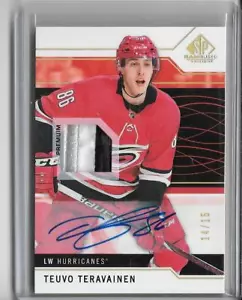 TEUVO TERAVAINEN 2018/19 SP GAME USED PREMIUM PATCH LOGO AUTOGRAPH AUTO #14/15 - Picture 1 of 1