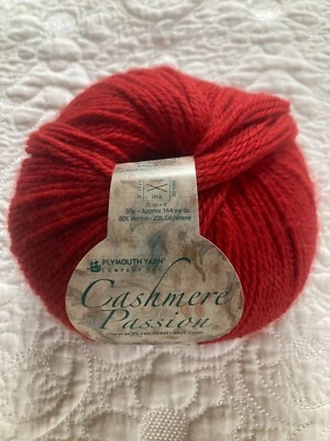 Cashmere Passion Yarn Plymouth 80% Merino 20% Cashmere 0017 Red - Image 1 of 3
