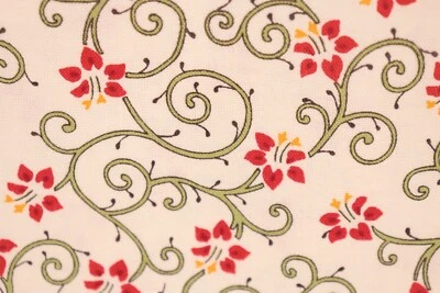 74" x 44" Moda Fabric Nature's Gift Deb Strain Red Flowers Floral Green Vines - Image 1 of 4