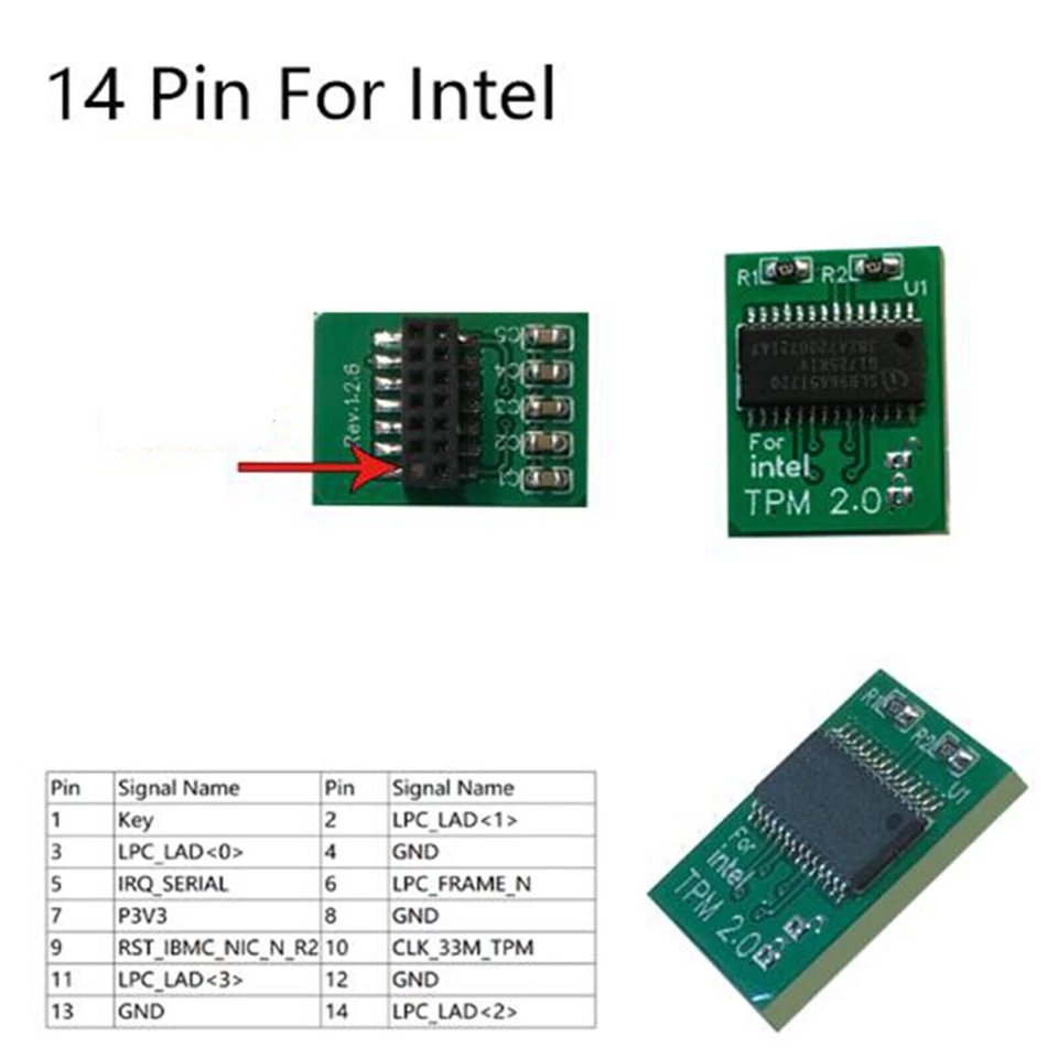 TPM2.0 Security Module 14(14-1) pin Part Replacement for Intel Trusted Platform - Image 1 of 1