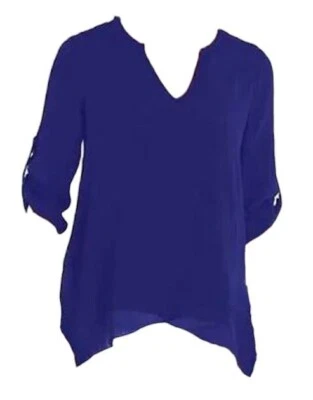 Fever 女式卷边标签衬衫钴 - 全新! — 第 1/2 张图片