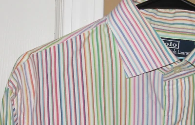 Camisa RALPH LAUREN Para Hombres Regent 17 34/35 Colorida Rayas Abotonada Usada en Excelente Condición Algodón Foto 1 de 3