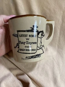 USA Latest News! Pony Express Mug Gold Diggings WSG Monmouth Pottery  3.75" - Picture 1 of 10