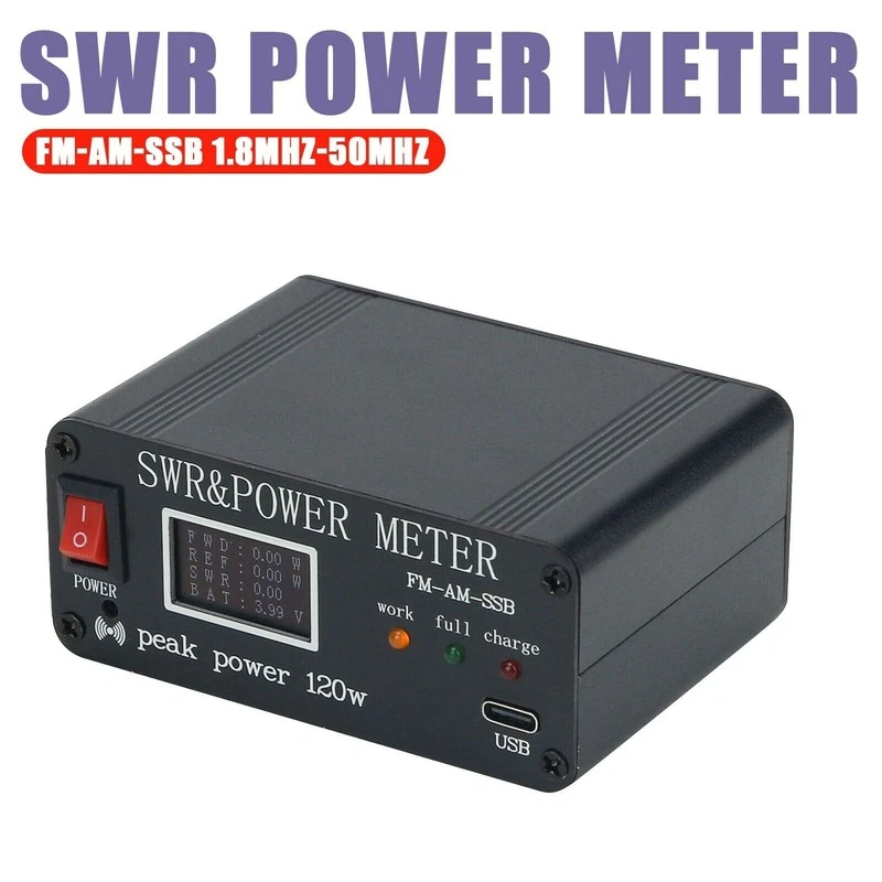 FM-AM-SSB 1.8MHz-50MHz SWR Power Watt Meter SWR Meter Peak Power 120W English - Image 1 of 4