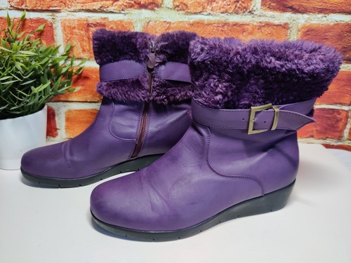 LI NING STIVALI DA DONNA JOE BROWNS UK 8 VIOLA ECOPELLE PELLICCIA FODERATI IN PILE ZEPPA