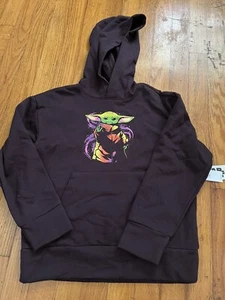 Old Navy Unisex Kid’s Hoodie Pullover Star Wars Mandalorian Yoda, M, brown, NWT. - Picture 1 of 5