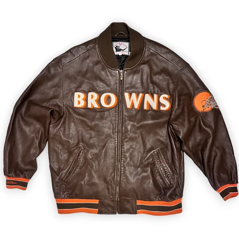 Vintage Mitchell & Ness Throwbacks Cleveland Browns NFL Leather Jacket Size: 56 Cover