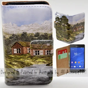 For Sony Xperia Series - Cabin at Hill Print Wallet Mobile Phone Case Cover - Bild 1 von 2