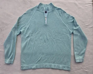 Tommy Bahama Sweater Mens Large Blue Half Zip Cotton Pullover Knit Lightweight - Picture 1 of 11