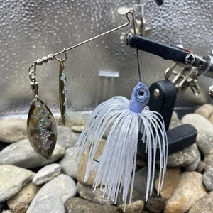 Hand Tied Spinnerbait-1/4oz Ice Shad Dbl Willow Leaf Blade, 3/0 Mustad Hook - Picture 1 of 2