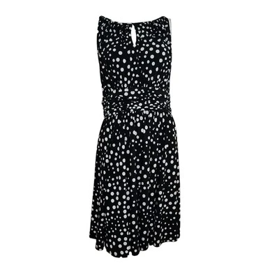 Dressbarn Dress Womens Size 8 Black White Polka Dot Sleeveless Keyhole Neckline - Image 1 of 4