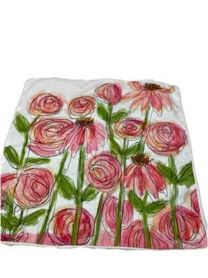 Almohada Floral Rosa Falsa Cosida Flores/Terciopelo Espalda 18" Foto 1 de 4