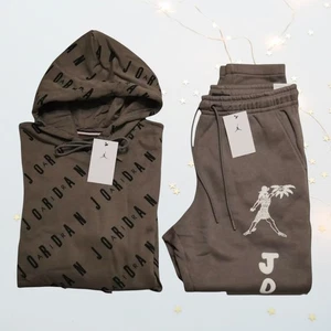 Felpa Air Jordan 2 pezzi in Java marrone uomo taglia XL set tuta pile nuova con etichette - Foto 1 di 13