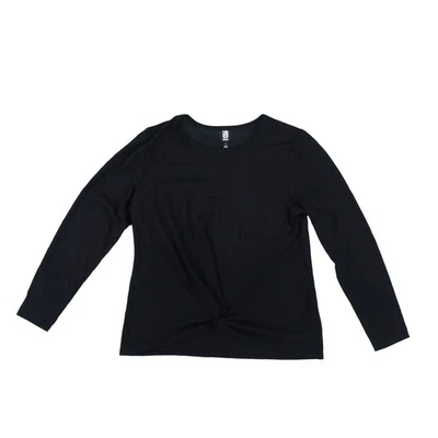 Id Ideology女式长袖扭前T恤舒适睡眠深黑色L — 第 1/2 张图片