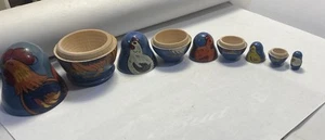 Juego de 5 MUÑECAS RUSAS Anidación POLLOS PINTADOS A MANO - Imagen 1 de 10