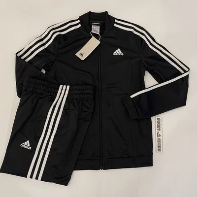 ADIDAS Essentials 3 Rayas Traje de Pista Cremallera Chaqueta y Pantalones Para Mujer Talla XS Negro Foto 1 de 4