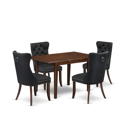 5 Piece Kitchen Table Set Contains a Rectangle Dining Table with Butterfly Leaf - Image 1 of 4
