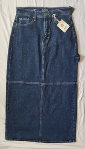 ANA Rock Damen 4 High Rise Cargo Maxi Rückenschlitz Taschen Dark Rinse 90s Y2K - Bild 1 von 10