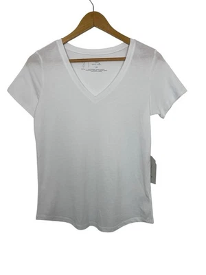 Camiseta Joie Mujer Cuello en V Blanca Manga Corta Algodón Talla XS NUEVA Foto 1 de 4
