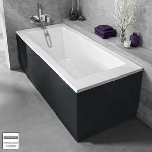 Nuie Soft Black Straight Bath Panels with Plinth Moisture Resistant MFC Bathroom - Picture 1 of 15