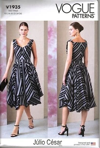 Vogue V1935 Misses 18 to 26 Julio Cesar Lined Dress Uncut Sewing Pattern - Picture 1 of 2
