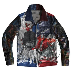 Handmade Men's Gothic Frankenstein, Santa Carla Halloween Style Leather Jacket - Picture 1 of 6