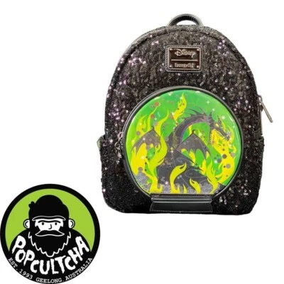 Disney Villains - Maleficent Snow Globe 10" Faux Leather Mini Backpack "New" - Bild 1 von 2