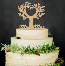 Topper in legno rustico torta nuziale albero - Decorazione uomo e signora 13x13 cm