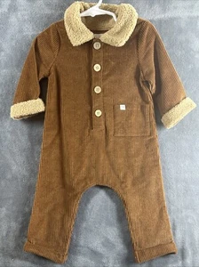 Mud Pie Baby Boy 9-12m Corduroy One Piece Brown NWT - Picture 1 of 6