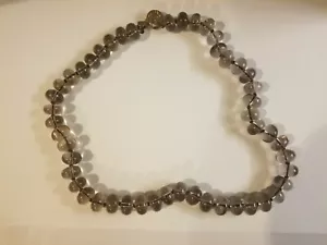 Smokey Topaz / Quartz Large Necklace w/ Sterling Silver Flower Design Clasp - Picture 1 of 11