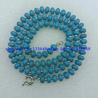 Collar de cuentas de piedras preciosas rondelle turquesa azul de 5x8 mm 18-24" fiesta de regalo de cumpleaños Foto 1 de 4