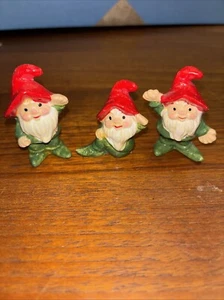 3 Vintage Mini Gnome figurines Japan - crafting, plants, garden - RB Elf Gnome - Picture 1 of 15