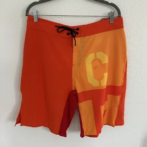 NEW Reebok Crossfit Shorts Orange Red Activewear Surf Swim - Men's Size 33" Slim - Picture 1 of 8