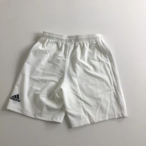 Adidas Youth Short White Black Adidas Logo Athletic Active Gym Soccer Run Train - Picture 1 of 6