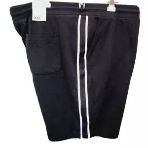 Pantalones cortos negros de uso original para hombre talla XXL - negros con pierna a rayas blancas - bolsillos - Imagen 1 de 8