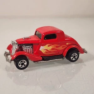 1979 Hot Wheels '34 Ford 3 Window Coupe Red W/Flames & Blackwalls - Picture 1 of 13