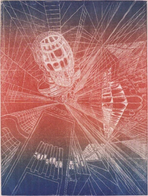 Holzstich Original STADT-MENSCH von Robert Schanzenbacher - Bild 1 von 4