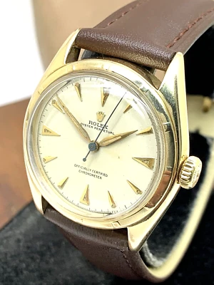 Rolex Oyster Precision Men's Watch Vintage Swiss Automatic 14k Gold Case 34mm - Image 1 of 4